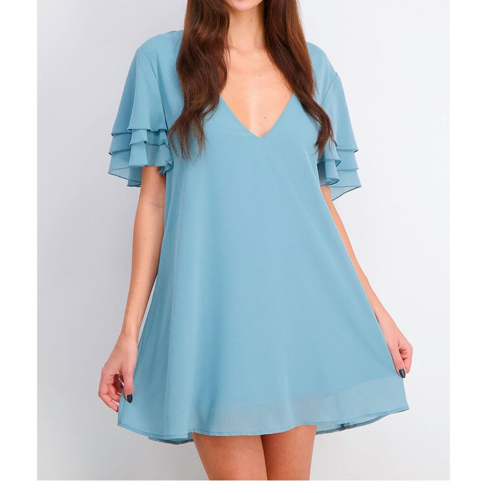 Show Me Your Mumu Women Plain Mini Dress, Blue Moon Chiffon MD